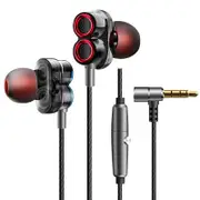 KDK-503 Universal Wired Earphone Dual Dynamic Drivers Stereo Super Bass Headset with Mic SILVERGREY COLOR