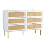 Chest of 6 Drawers Lowboy Cabinet White