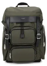 Saint Laurent Hunt Panelled Canvas Backpack - Khaki One Size