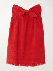 [Zimmermann] Zimmermann - Alight Strapless Bow-embellished Cotton-terry Jacquard Mini Dress - Red - 1 1 Red