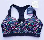 Victoria's Secret Incredible Front Close Sports Bra Sz 34C Black In A Flash NEW