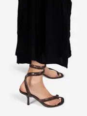 Brown Snakeskin Spiral Sandals