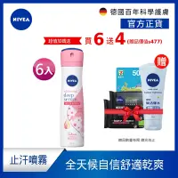 在飛比找Yahoo奇摩購物中心優惠-(6入組)【NIVEA 妮維雅】止汗爽身噴霧 美白精華植萃 