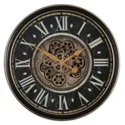 Holmes Round Industrial Age Wall Clock Black w Gold