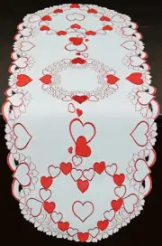 Creative Linens Mother's Day Red Heart Placemats Table Cloth Runner Spring Decor