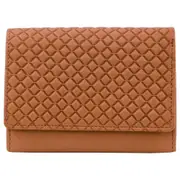 Pierre Cardin Leather Tri-fold Diamond Pattern Emboss Ladies Wallet - Apricot