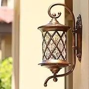 Mengjay Retro Wall Lamp-Antique Outdoor Wall Light E27 Garden Lamp Retro Antique Wall Lamp with Glass Lamp Cover Outdoor Lamp Waterproof Door Balcony Villa Outdoor Lamp-Antique Color (E)