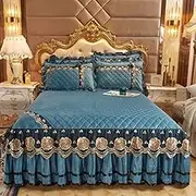 FSNEODYV Bedspread Set, Ruffle Bedspread Sheet, Bed Skirt Bedspread, Bed Skirt Full Bed Long, Sheet Set with Bed Skirt Full, Lace Ruffle Bed Skirt Queen(H,200x220cm/78 x 87 in)