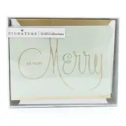 Hallmark Signature Gold Collection Blank Christmas Card, 8 "So Very Merry" Cards