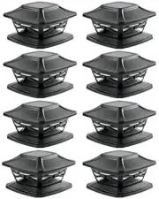 Flexfit Solar Outdoor Post Cap Lights - Includes Bases for 8 Pack Slate Black