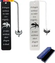 2PCS Dragon Bookmarks with Box, Metal Bookmarks for Book Lovers, Cool Book Marks