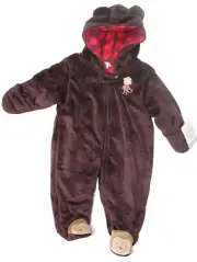 Carter's Just One You Long Sleeve Footed Monkey Hoodie Coverall Brown Size 3M