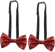 [CATIEBYE] 2pcs Men's Glitter Bow Ties for Parties Weddings Adjustable Length Sparkly Formal Bow Ties Sequins