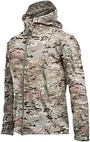 [Uillui] Mens Camo Quiet Hunting Jacket Fleece Lined Tactical Softshell Jackets Lightweight Rain Jacket Waterproof Windbreaker