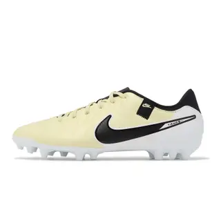 Nike 足球鞋 Legend 10 Academy AG 男鞋 米黃 黑 人工草皮 皮革 DV4340-700