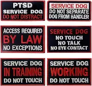 Service Dog in Training Working No Touch PTSD Do Not Distract Vest/Harnesses Morale Tactical Patch Embroidered Badge Fastener Hook & Loop Emblem, 6 Pcs