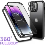 For iPhone 16 15 14 13 Pro Max Shockproof Heavy Duty Full Body Glass Case Cover