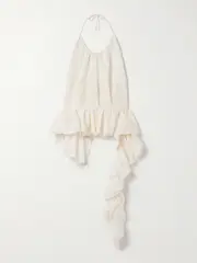 [LIBEROWE] LIBEROWE - Tamara Crepe Peplum Halterneck Top - Ivory - large large Ivory