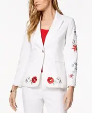 Nine West Womens Embroidered One-Button Blazer Size-14 Color-Lily