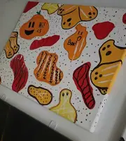 Kids Halloween Abstract Painting, Spooky Original One of Kind on canvas, signed