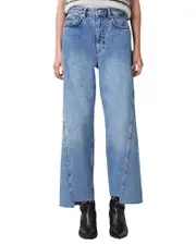 Allsaints Fox High Rise Crop Wide Leg Jeans in Light Indigo