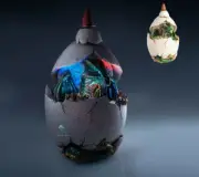 Hatching Dragon Egg Backflow Incense Burner Holder with LED Light Night Lamp