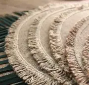 Table Mat Lace Placemat Set Natural Jute Woven Tableware Mat Round 38cm AU