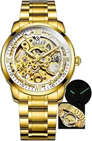 [DAXIAOYU] Mens Mechanical Watches Automatic Skeleton Tourbillon Steel Belt Man Analog Wristwatch Waterproof Luminous
