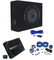 Kicker 48CWRT102 COMPRT10 800w 10" Slim Subwoofer+Sub Box+Mono Amplifier+Amp Kit