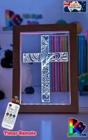 CROSS CURCIFIX PERSONALISED 3D LED Night Light 7 Colour Change Room Lamp
