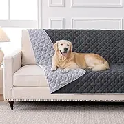 FunFurry 100% Double-Sided Waterproof Blanket, Couch Cover for Dogs Washable, Reversible Dog Bed Cover, Couch Furniture Protector. (Dark＆Light Grey, 82 X 82 Inch - 1 Pack)