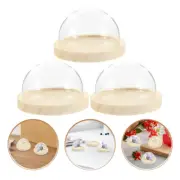 3 Pcs Glass Case for Display Figures Dome Cases Collectibles Clear