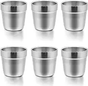 Cups for Toddlers Kids, E-far 6 Ounce Stainless Steel Insulated Tumblers for Children Preschoolers, Training & Transition, Double Wall & Shatterproof, Mirror Polished & Dishwasher Safe - 6 Pack