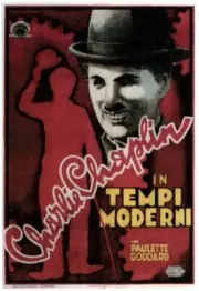 Modern Times poster Charlie Chaplin featured on Italian 1936 Old Movie Photo