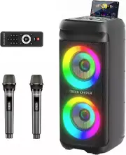 Karaoke Machine with 2 Wireless Microphone for Adults, Portable Bluetooth Party