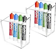 Lumanman Magnetic Marker Holder for Whiteboard, Fridge, Locker, Adhesive Dry Erase Marker Organizer, Acrylic Pen Holder with 3M Transparent Tapes and Magnets, Clear Pencil Holder, 2 Pack
