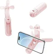Handheld Mini Fan, multifunction 3 IN 1 Hand Fan, USB Rechargeable Small Pocket Fan，with Power Bank, Flashlight and phone holder, Portable Fan for Travel/Summer/Concerts/gifts (Pink)