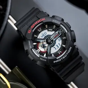 【CASIO 卡西歐】G-SHOCK 炫彩街頭潮流潮汐休閒腕錶-紅/52.4mm(GA-110-1A)