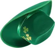 [TOGEVAL] Trendy Non Woven Fabric Cowboy Hat Green for Men Women Shamrock for St. Patricks Day Events
