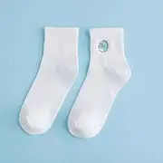 [NC] Women Socks Harajuku Hipster Skateboard White Sokken Coke Killer Cactus Hart Fries Monste Cactus Hamburger Embroidery Pattern