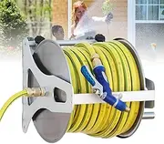 Stainless Steel Wall Mounted Hose Reel Portable Retractable Garden Hose Storage Rack for Outdoor Yard Lawn Farm Patio Watering 20m Hose Capacity