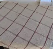 New Primitive Checkered Table Runner Red Tan 32" x 14" Coverlet Short Grain Sack