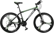 Folding Mountain Bike, 26" Unisex Shock Absorber Bicycle 30 Speed Aluminum Alloy Double Disc Brake Frame Cross Country Bicycle Slip Wear Tire,Green