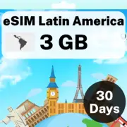 eSIM Latin America - 3 GB - 30 Days - Travel eSIM | QR code activation