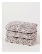 [Vue] Combed Cotton Rib 3pk Face Washer in Silver