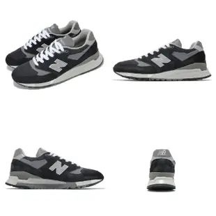 【NEW BALANCE】休閒鞋 998 男鞋 黑 銀 緩震 麂皮 皮革 美製 NB 經典(U998BL-D)