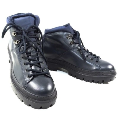 ALBERTO CICCIOLI MEN'S NAVY BLUE LEATHER COMFORT WINTER BOOTS