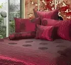 New Burgundy Faux Silk Black Flock Detail DOUBLE Quilt Doona Cover Set RRP $150!