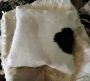 BEAUTIFUL SOFT BLACK ON WHITE DOUBLE SIDED 50CM SQ COWHIDE CUSHION COVER