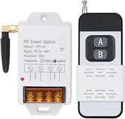 DC12V 24V 36V 48V Wireless Remote Control Switch 433Mhz 30A Long Range Remote Relay Universal 1CH Remote Transmitter with Receiver Wireless Switch for Water Pump, Lights, Security Systems Garage Door